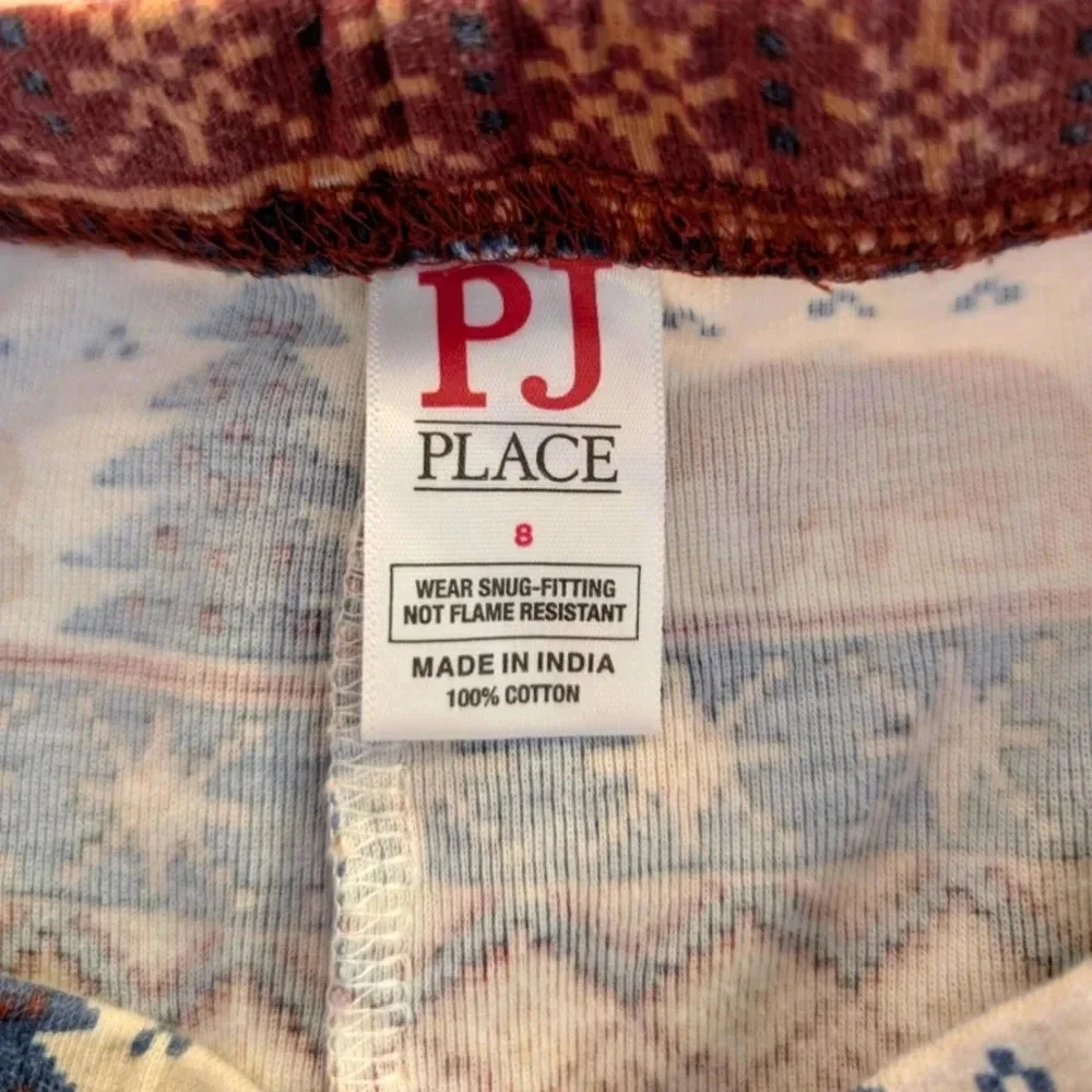 PJ Children's Place Bear Fairisle Snug Fit Cotton Pajamas Tan Kids Size 8